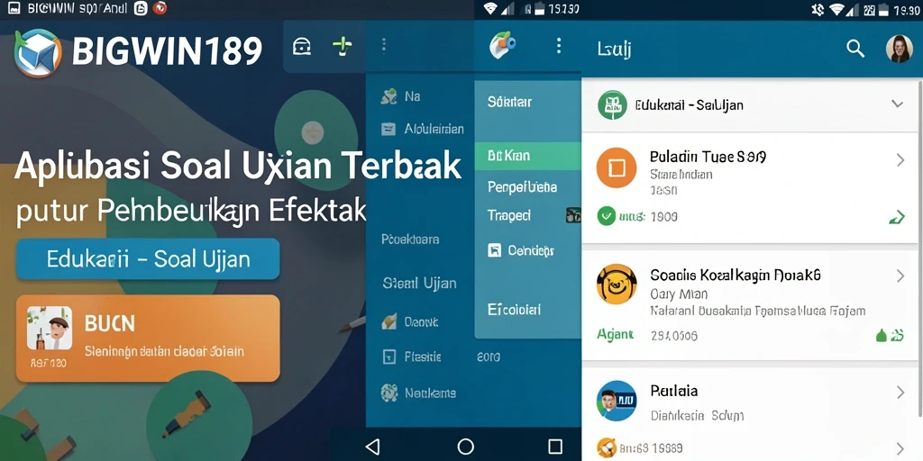 Antarmuka aplikasi BIGWIN189 dengan fitur soal ujian yang interaktif.