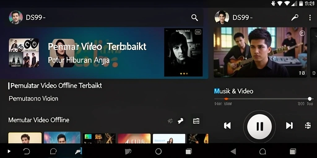 Antarmuka DS99 yang sederhana dan fungsional untuk Pemutar Video Offline.