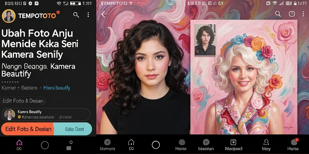 Tampilan antarmuka aplikas Kamera Beautify TEMPOTOTO yang intuitif dan menarik.