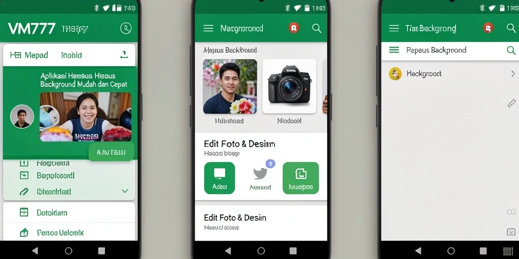 Tampilan antarmuka aplikasi Hapus Background VM777 yang intuitif dan efisien.