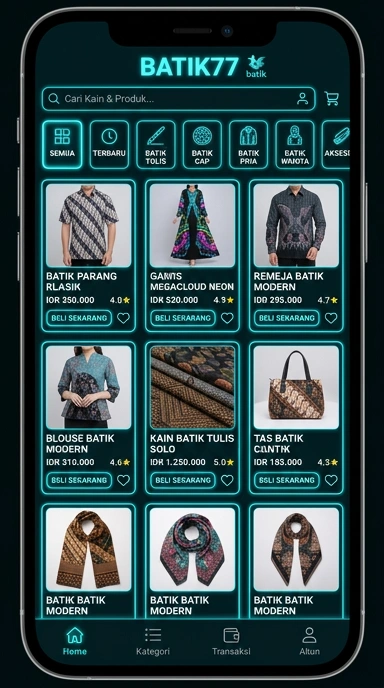 Tampilan katalog aplikasi batik77